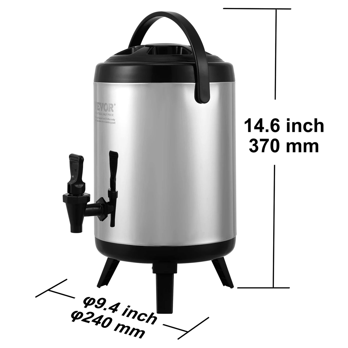 SucceBuy Stainless Steel Insulated Beverage Dispenser 2 Gallon 7.6 Liter Thermal Hot and Cold Drink Server Dispenser