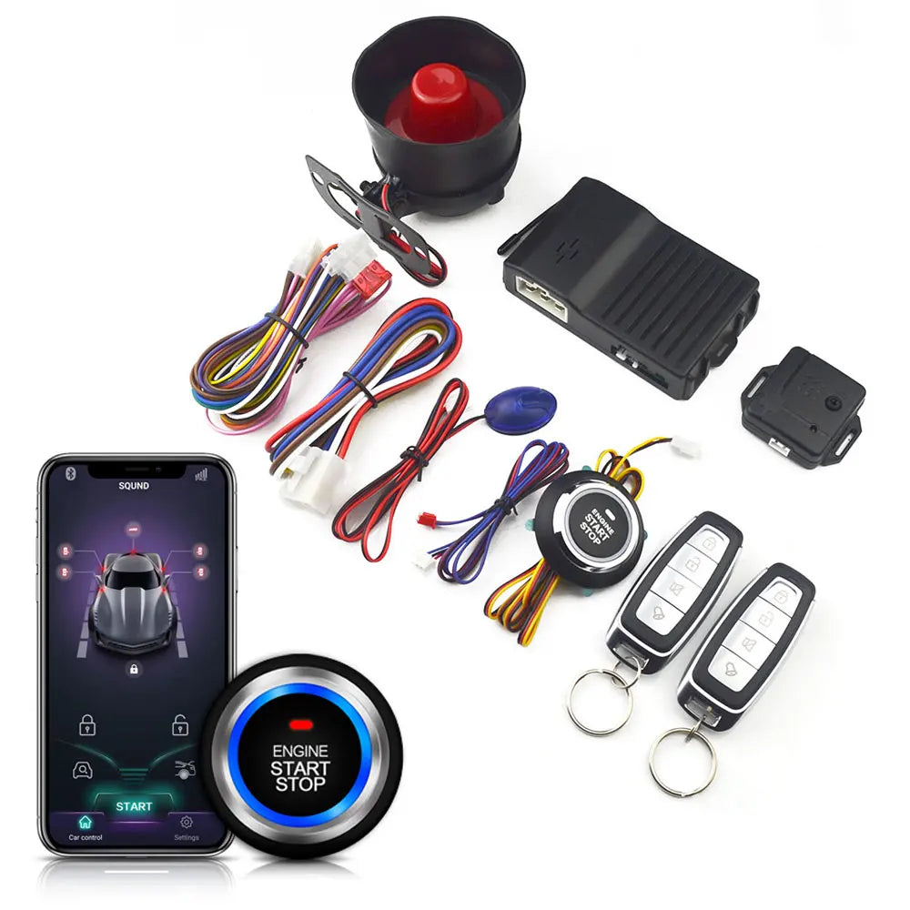 Universal Car Alarm System Keyless Entry Start Stop Button Mobile Bluetooth App Remote Control Horn Warning Car Security Systems