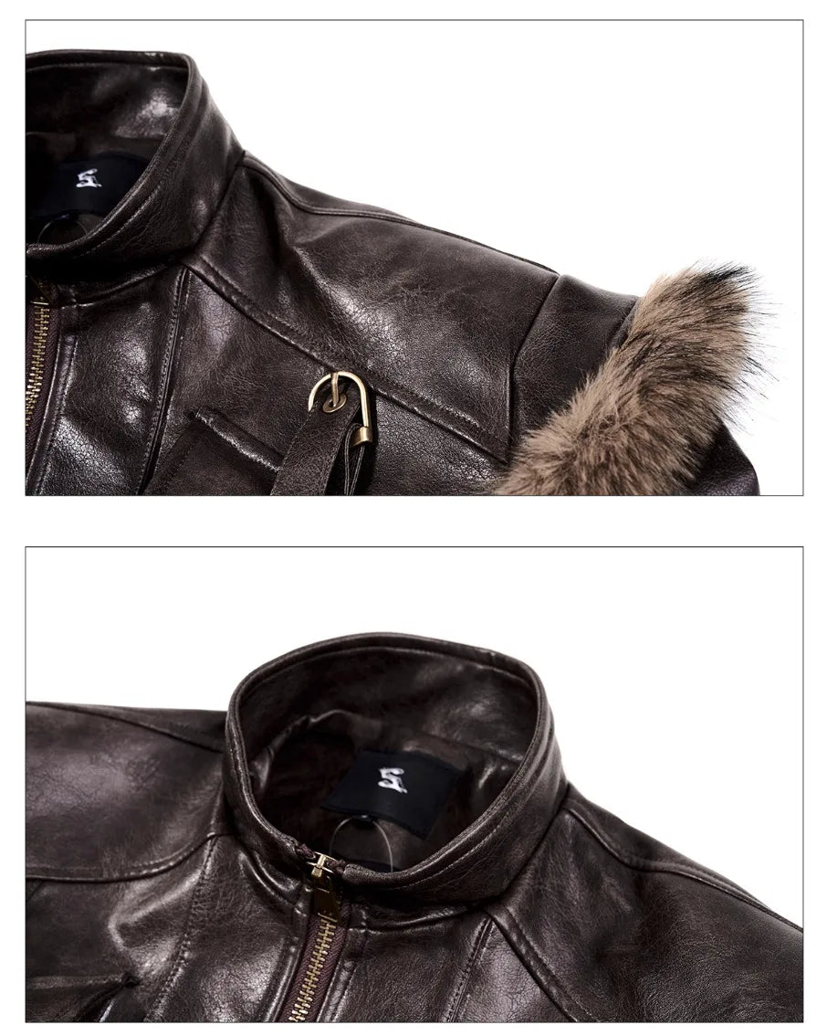 LUZHEN Fashion Personalized High Street Fur Patchwork Design Leather Jacket Men's Winter 2025 New High Quality Male Coat JY4886