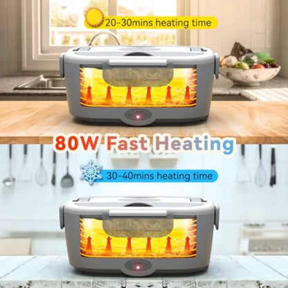 Portable Electric Heated Lunch Warmer Box for Work Stainless Steel Bento Box Adult Plug In Food Heater for Car 12V 24V 110V Sel