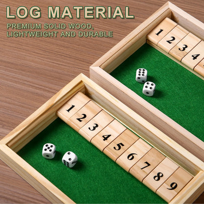 AIUAZA Shut The Box dice Game,Wooden Board Games 2-Person Competitive, Traditional bar, Travel, Family, Fun Math