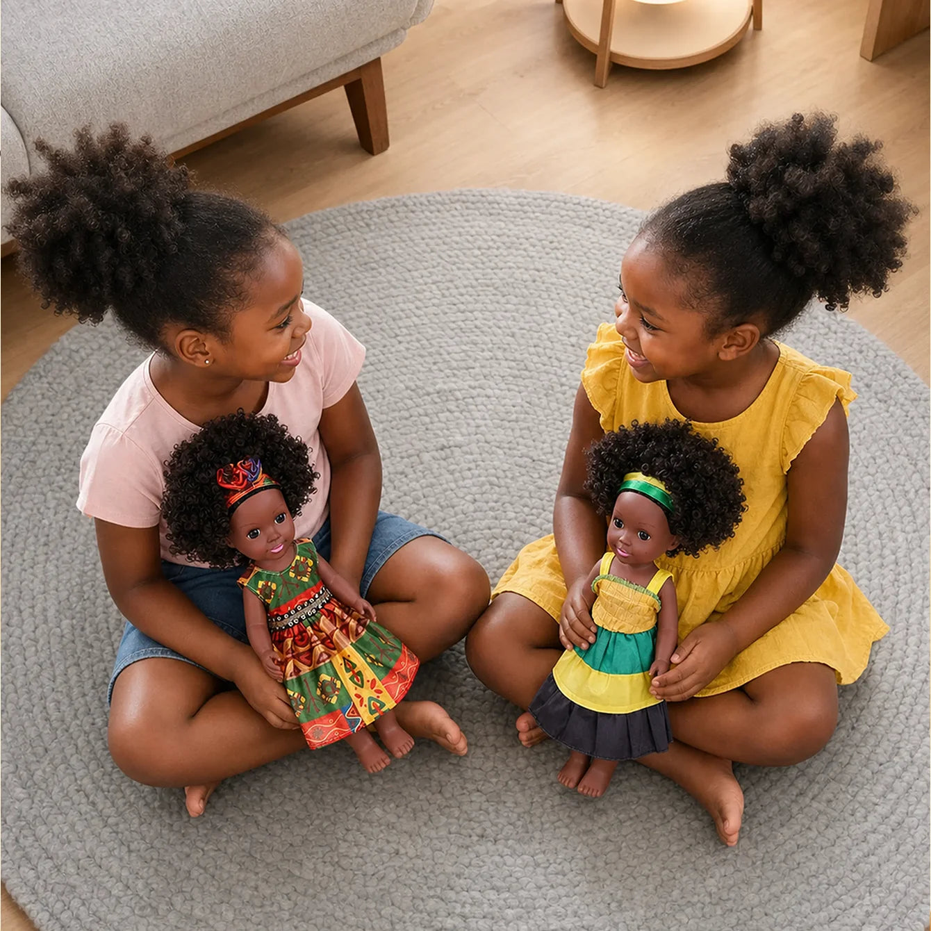 14inch 35cm American African Black Doll with Clothes Full Vinyl Body Curly Hair Doll Realistic Black Baby Doll Kid Toy Girl Gift