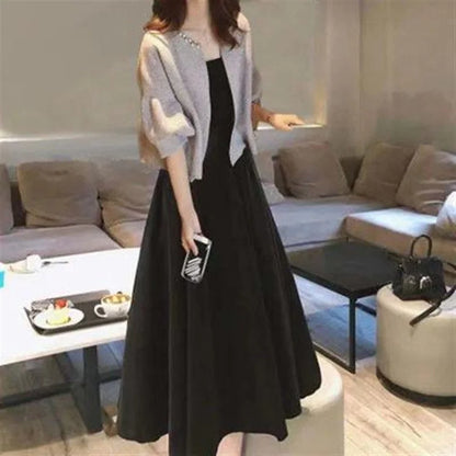 plus Size Fashionable Spring Autumn Dress Set Women's Meat Concealing Two Piece Suit Sister Stylish Minya Style Outfit