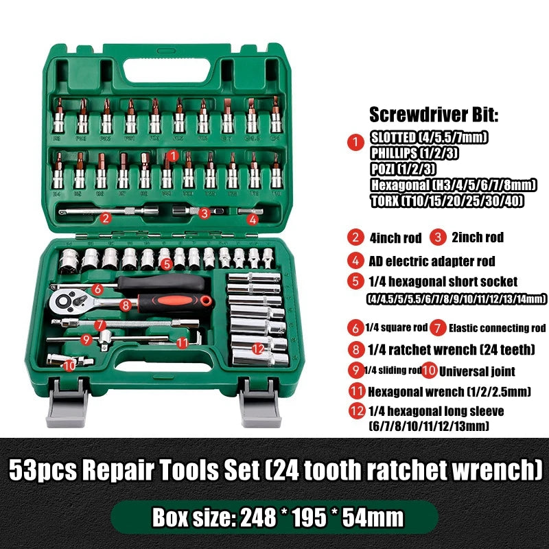 Advanced Car Repair Kit , Ratchet Wrench Set with Sockets Screwdriver Bits, Professional Tool Set, Car Maintenance Essentials