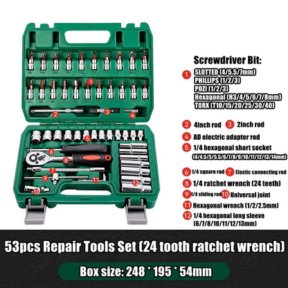 Advanced Car Repair Kit , Ratchet Wrench Set with Sockets Screwdriver Bits, Professional Tool Set, Car Maintenance Essentials