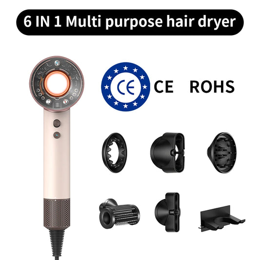 HD16 Leafless Hair Dryer Negative Ion High Power Fast Drying Constant Temperature Ultra-Quiet 5 Professional Nozzles Home Stylin