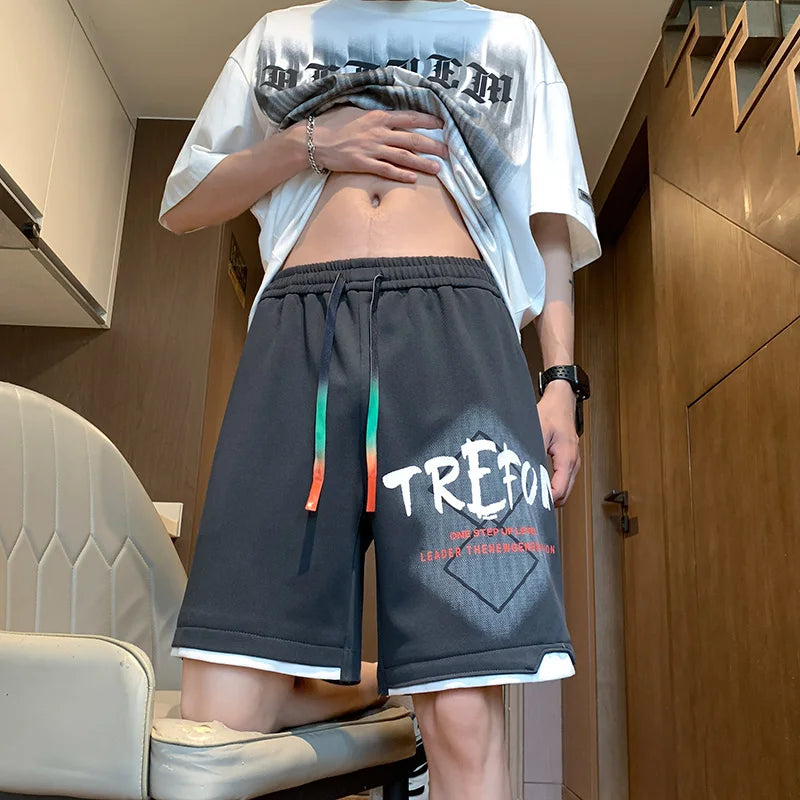 2026 Letter Foam Printed Shorts Men Loose Fit Summer Streetwear Running Sports Short Pants Men Women Hip Hop Half Wide Leg Pants