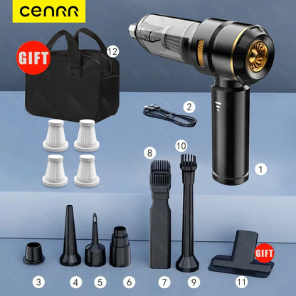 CENRR 998000PA Car Vacuum Cleaner Portable Powerful HandHeld Car Cleaner Dust Display Lamp Strong Suction Air Gun