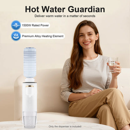 White Instant Hot Water Dispenser 5 Temperature Settings 1500W LED Display Portable Water Warmer 3 Usage Modes Countertop Baby Bottle Warmer Formula Maker Mineral Bottled Water Dispenser US Three pin Plug