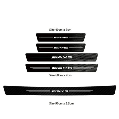 5Pcs Carbon Fiber Car Door Sill Scuff Plate Decor Stickers For Mercedes Benz AMG W463 W204 C300 W212 W176 W222 W124 C190