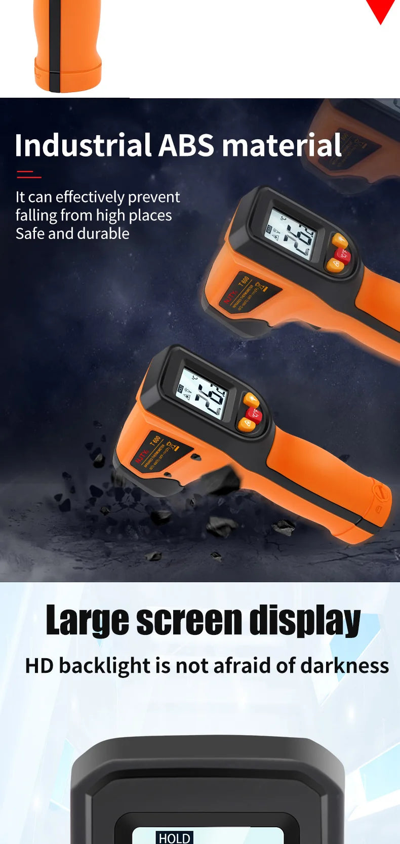 T400 T600 Digital Infrared Thermometer -50℃ to 400/600℃ High Precision Pyrometer Industrial Non-contact Temperature Sensor