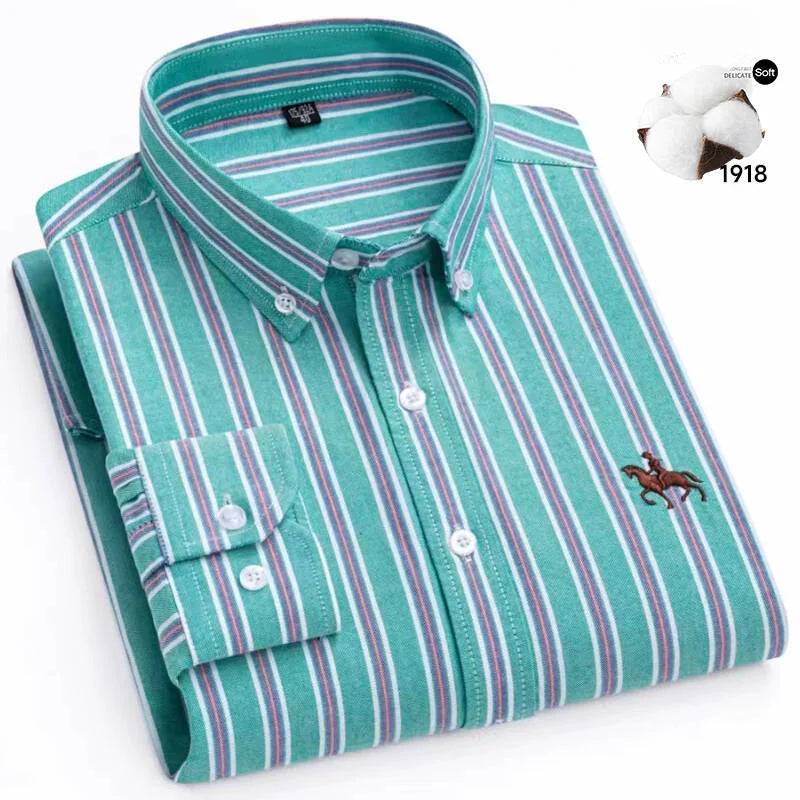 Plus Size 6XL 100% Cotton Long-Sleeve Shirts for Men Oxford Slim Fit Formal Shirt Without Pocket White Office Elegant Clothes