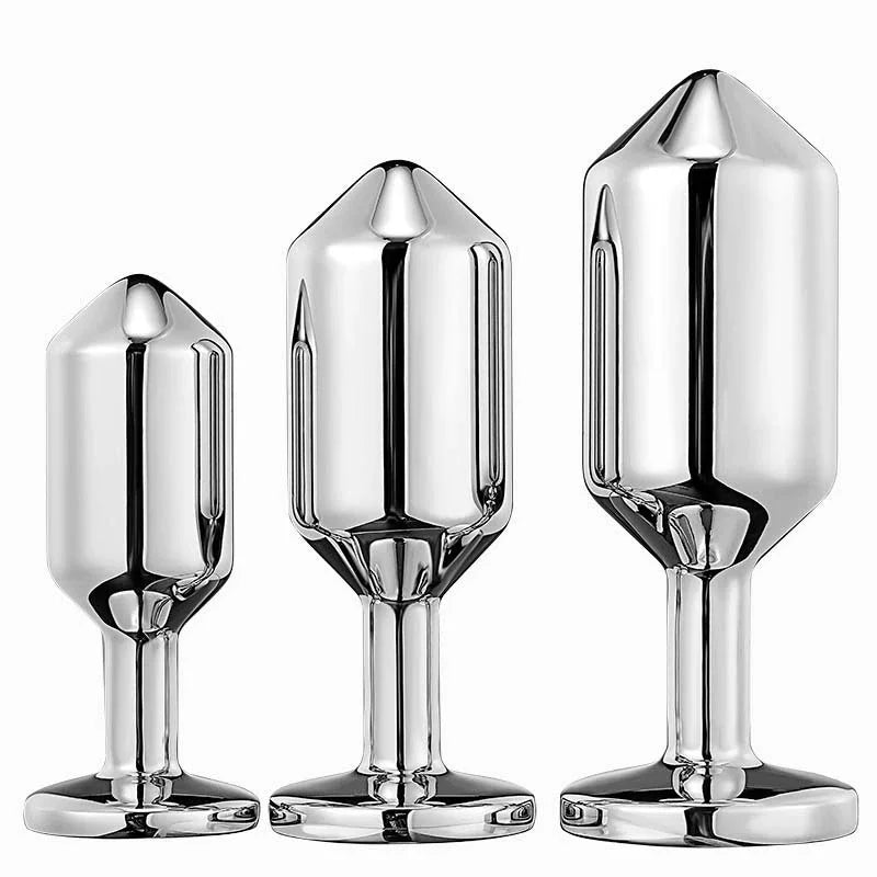 Metal Anal Beads Butt Plug Set Small Medium Large Anal Plug Silicone Base Wearable Sex Toy For Man Woman