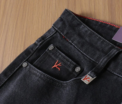 OECHSLI Jeans Thick Cotton Men 2025 Autumn Winter new Embroidery casual comfort zipper casual straight size 30-40 Pants