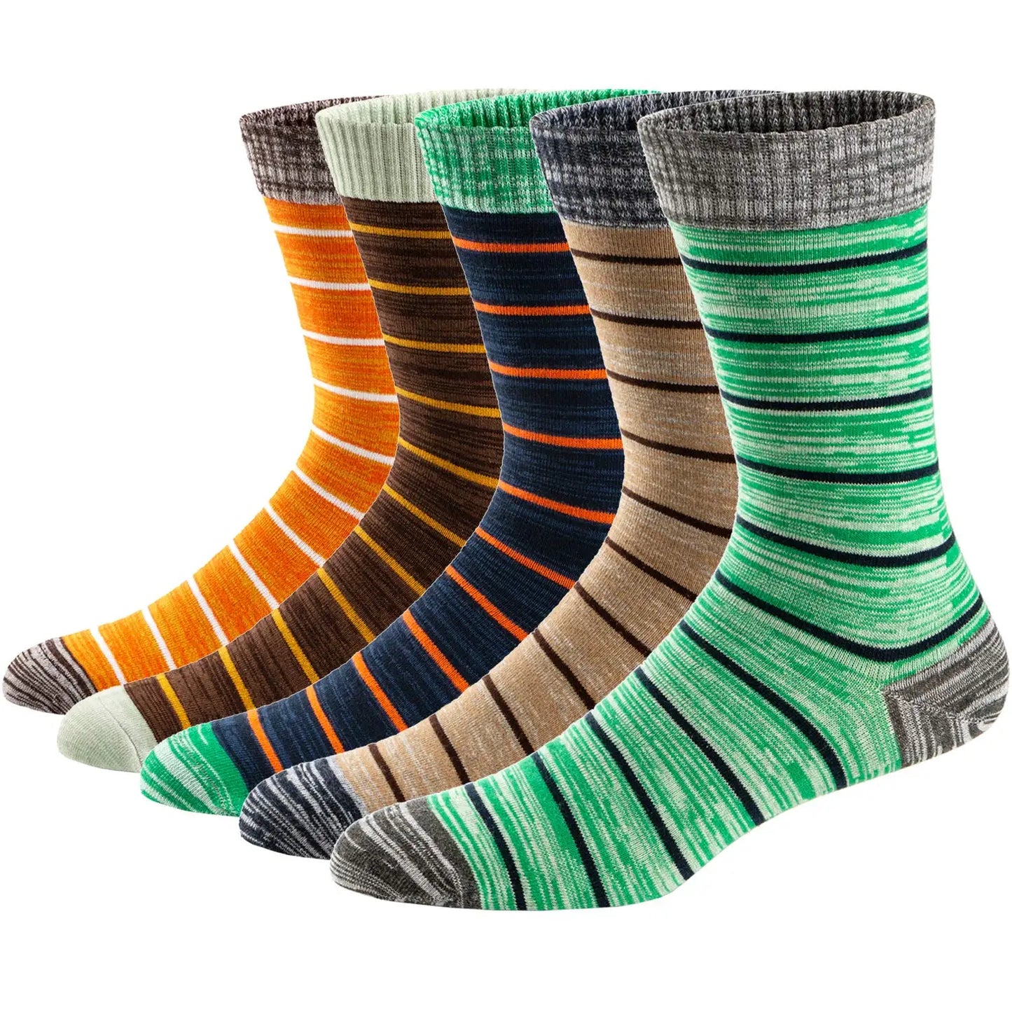 5Pairs Mens Fun Dress Socks, Pattern Funny Socks Pack, Colorful Striped Combed Cotton Novelty Socks，Cool Breathable Casual Socks