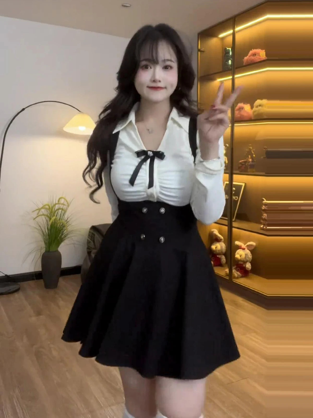 plus Size British College Style Set Women Spring Autumn Slimming JK Uniform Halter Half Skirt Shirt Two Piece Set Fashionable...
