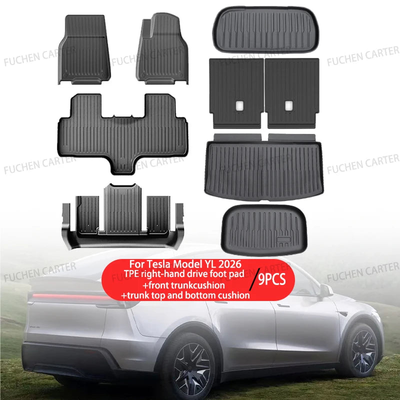 For Tesla NEW Model YL Launch 2026+ Car Floor Mats Car Four Seasons Waterproof Non-slip Floor Mat TPE Special Car Accessories