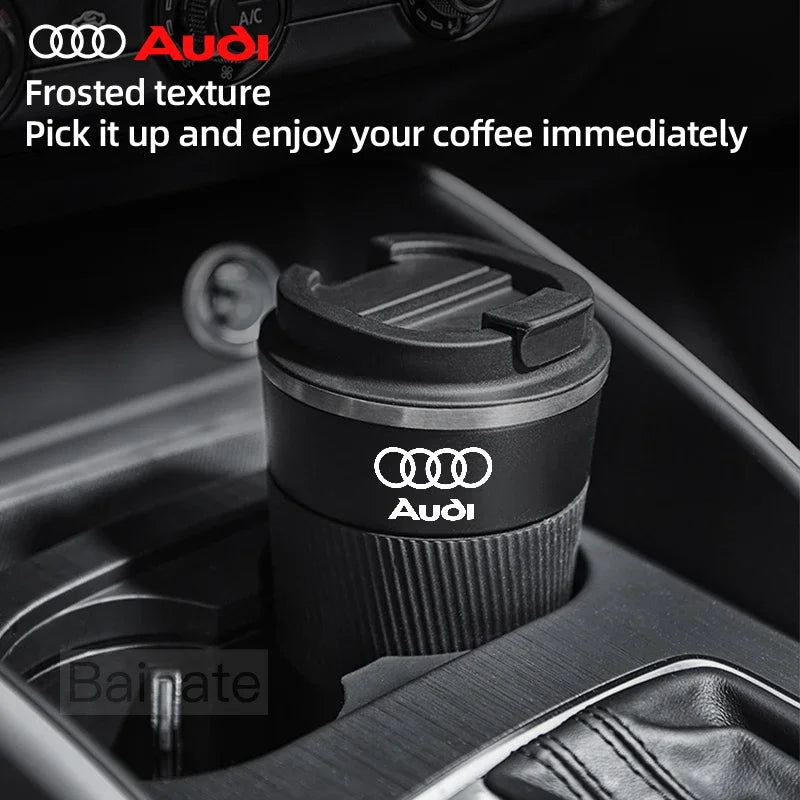 510ML Car Stainless Steel Coffee Mug with Lid Anti-Scald Drinks Cup For Audi A3 A4 B8 8P 8V B6 A5 A6 C7 Q5 B9 B7 C6 Q2 Q7 Q3 A7