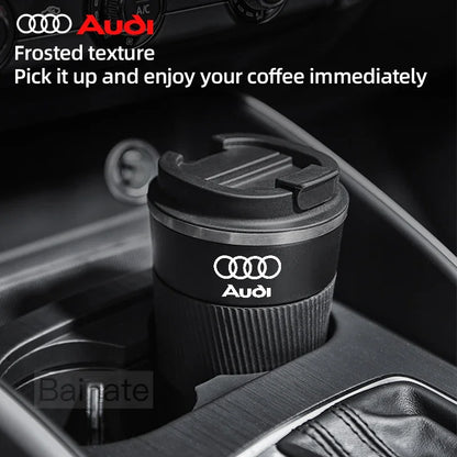510ML Car Stainless Steel Coffee Mug with Lid Anti-Scald Drinks Cup For Audi A3 A4 B8 8P 8V B6 A5 A6 C7 Q5 B9 B7 C6 Q2 Q7 Q3 A7