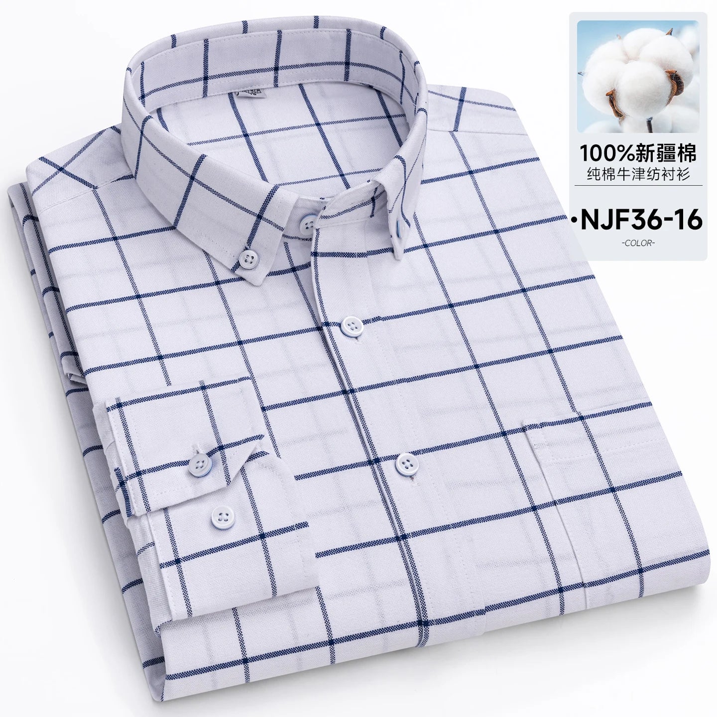 New in Tops Pure Cotton Oxford Plaid Striped Shirts For Men Long Sleeve Classic Business Formal Slim Fit Casual Designer Clothes