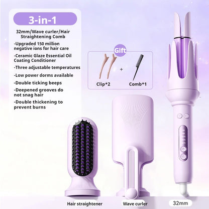 4-in-1 Automatic Curling Iron Multifunction Hair Styler Ceramic Negative Ion Straightener Curler Wand for Women Style Waves