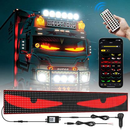 APP Remote Control Truck Devil Eye LED Pixel Panel Light 12-24V DIY Custom Text Lighting Scrolling Foldable For Board Windshield