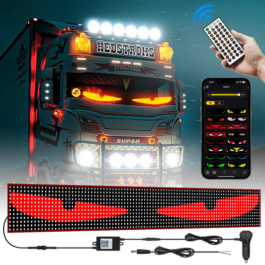 APP Remote Control Truck Devil Eye LED Pixel Panel Light 12-24V DIY Custom Text Lighting Scrolling Foldable For Board Windshield