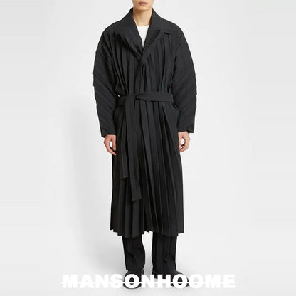 Japan ISSEYS MIYAKES Pleated Loose Drape Casual Loose Trench Coat Mid-Length Coat Jacket
