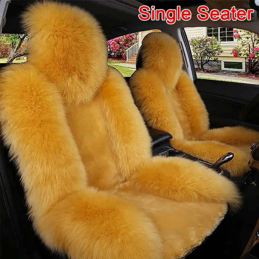 Universal Winter Car Seat Cushions Australian Sheepskin Fur Seat Auto Cover Autumn Warm Winter Interior Accessories K6X4