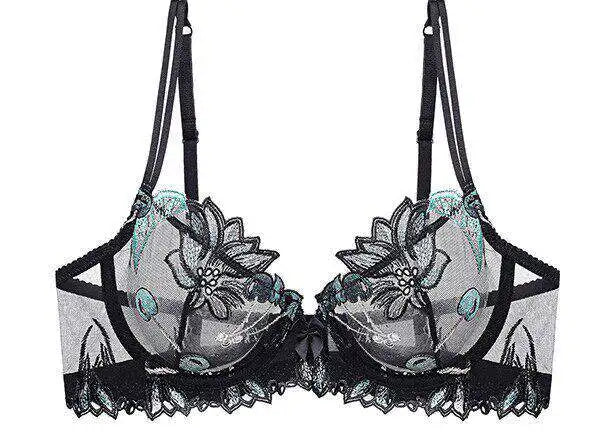 Sexy French Ultra Thin Lace Embroidery Underwire Bra Summer Minimizer Full Coverage Slimming For Busty Women Daily Wear 32-38ABC