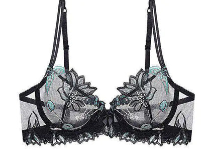 Sexy French Ultra Thin Lace Embroidery Underwire Bra Summer Minimizer Full Coverage Slimming For Busty Women Daily Wear 32-38ABC