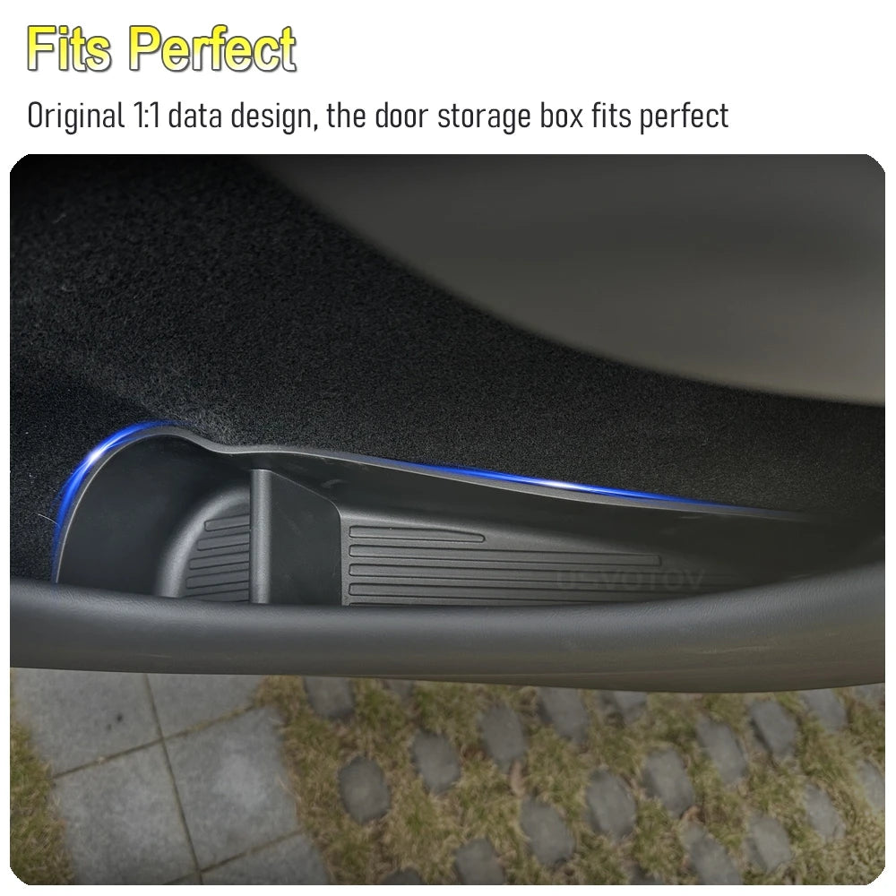 For Tesla Model 3 Y Juniper 2026 2025 Door Side Storage Box Front Rear Door Side Pocket Tray Liner Center Console Organizer Mats