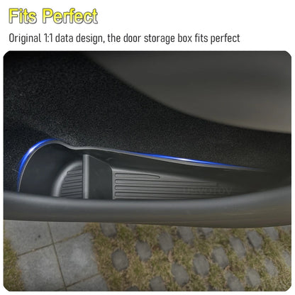 For Tesla Model 3 Y Juniper 2026 2025 Door Side Storage Box Front Rear Door Side Pocket Tray Liner Center Console Organizer Mats