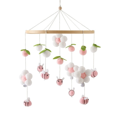 Baby Crib Bed Bell Rattle Toy 0-12 Months Wooden Mobile Cartoon Bee Bed Bell Hanging Toy Holder Bracket Infant Crib Bracket Gift