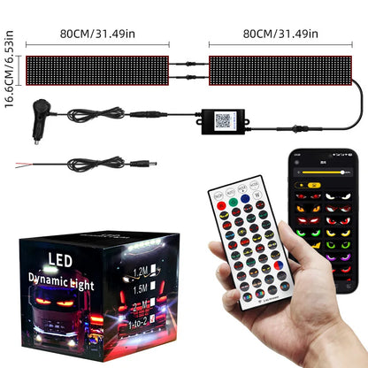 APP Remote Control Truck Devil Eye LED Pixel Panel Light 12-24V DIY Custom Text Lighting Scrolling Foldable For Board Windshield