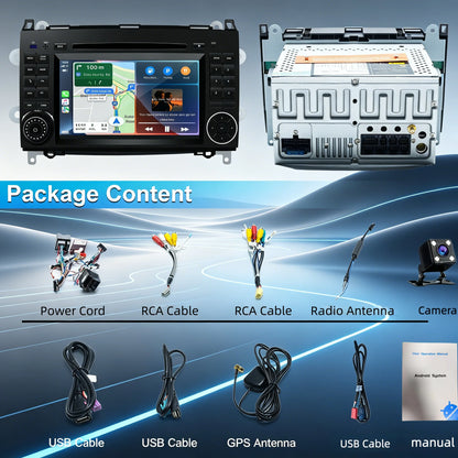 4G+64G Android Car Stereo for Mercedes Benz Sprinter Vito W639 Viano B200 B150 B170 A180 A150 B-Class W245 A-Class W169 for VW Crafter VW LT3 2Din Car Radio GPS Navigation Wireless Carplay Android Auto