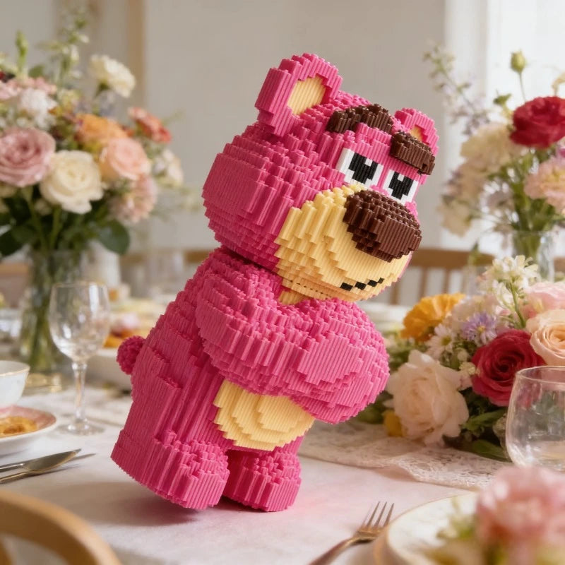 Disney Lotso Strawberry Bear Micro Building Blocks Set 7340PCS 39cm Large Size Bricks Toys for Kids Adults Gift Figure Model