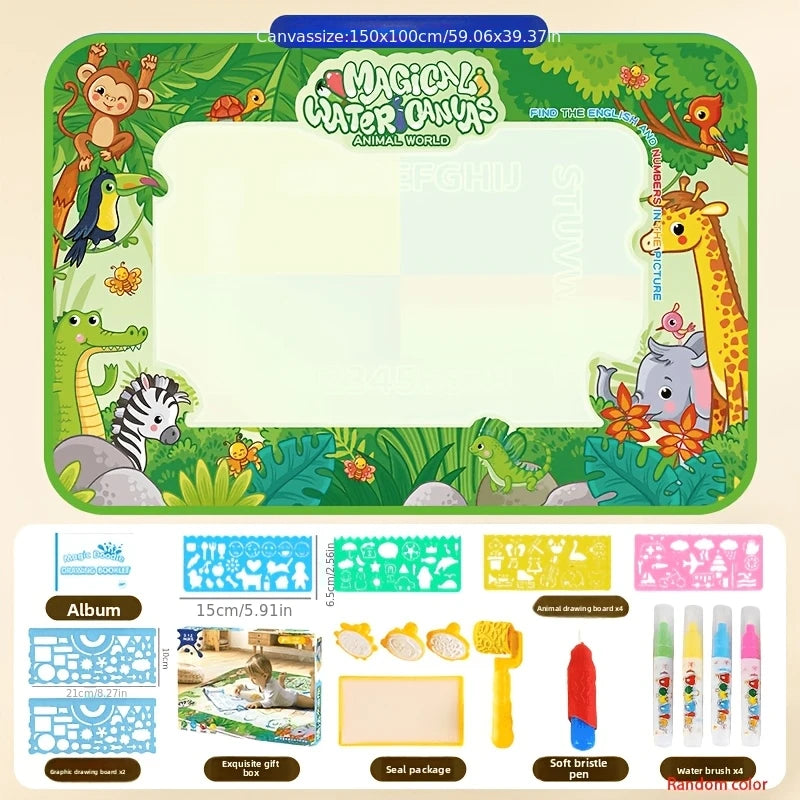 Magic Water Canvas with Pens Reusable Magic Water Drawing Mat for Children Educational Toys for Kids Christmas Gift