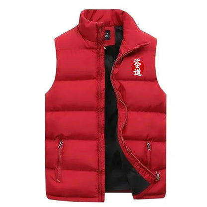 Men Bushido Casual Jacket Vest Coat Autumn Winter Men Fashion Sports Mandarin Collar Sleeveless Zipper Jacket Vest Coat
