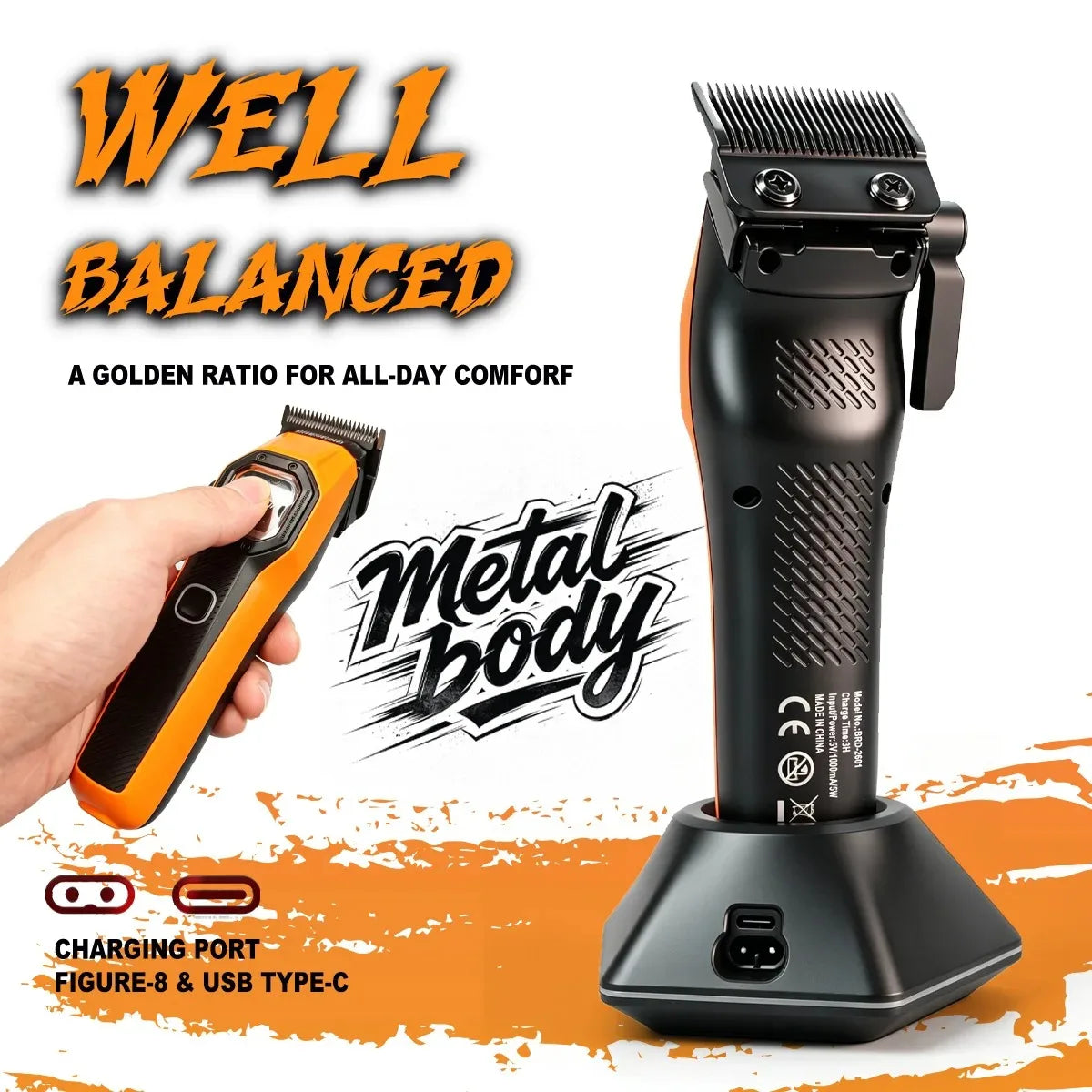 BRDCLIP Professional Hair Clippers Rechargeable Hair Trimmer Vector Motor Haircut DLC Blade Clippers For Man BRD-106 BRD-2601