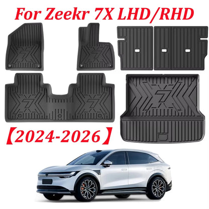 Car Floor Mats For 5 Seats Zeekr 7X 2024 2025 2026 All-Weather Cargo Liner Trunk Mat TPE Waterproof Floor Liner RHD LHD