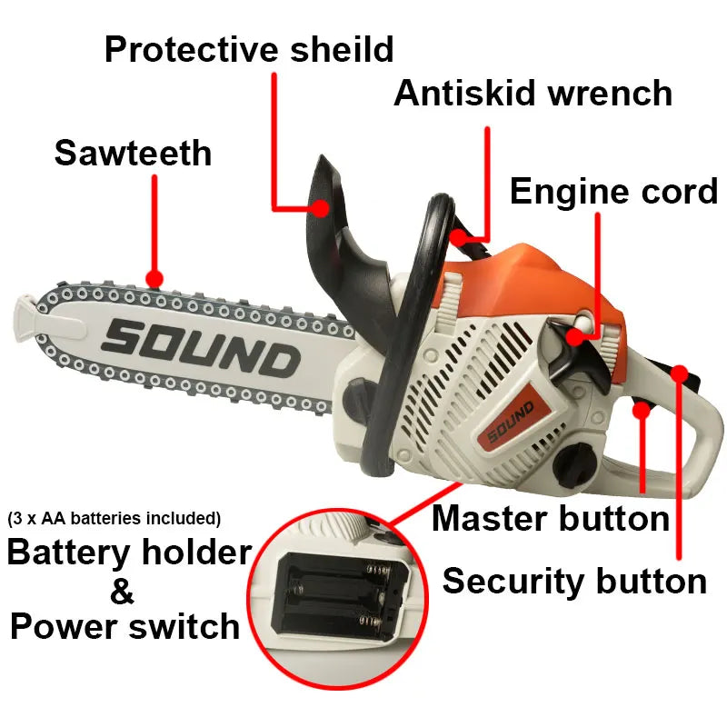 Toy Chainsaw with Goggles Children Electric Power Chainsaw with Sound Kids Toy Tools for Tool Bench Boys Gift Pretend Play Toys