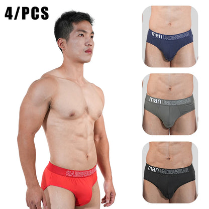 4pcs Mens Briefs Underpants Loose Plus Size Briefs Mid Waist Black Gray Sports Underwear Heavyweight Boys Breathable Panties 6XL