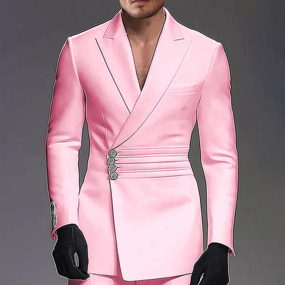 Wedding-ready Slim-fit Men Suit 2 Pieces(Jacket+Pants) Groom Suit Single-breasted Peak-lapel Formal Set for Elegance Custom