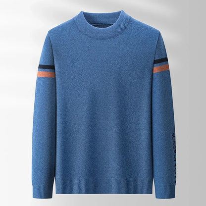 New Autumn and Winter Men's Casual and Fashionable Long Sleeved Round Neck Knitted Sweater Warm and Versatile Top