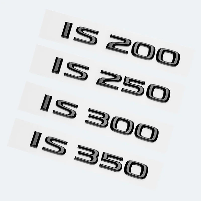 Letters Chrome Glossy Black IS200 IS250 IS300 IS300h IS200t HYBRID ABS Emblem for Lexus IS Series Car Trunk Logo Badge Sticker