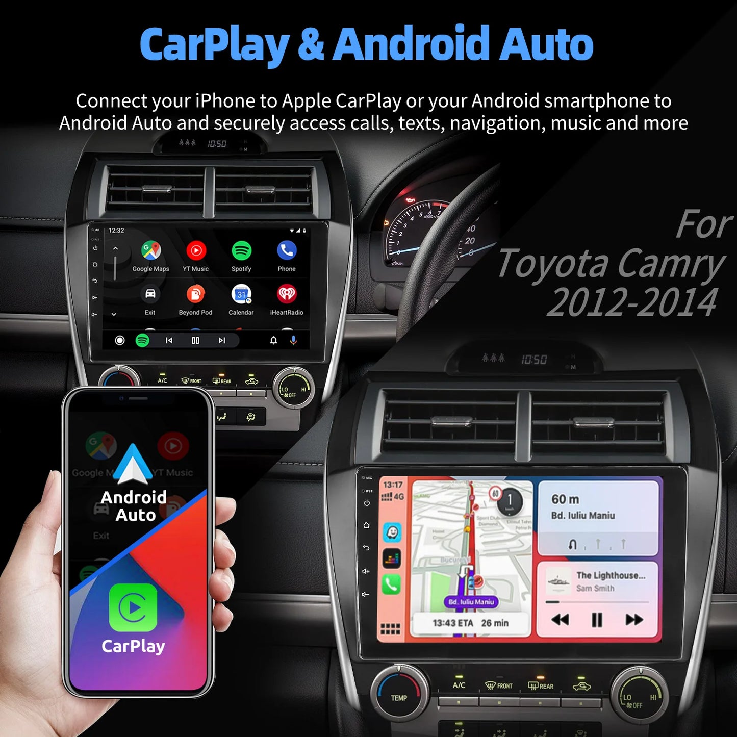 10.1" Android15 JBL For Toyota Camry 7 XV 50 55 2012 2013 2014-2015 2016 2017 Multimedia Carplay Car Player GPS Navigation Radio