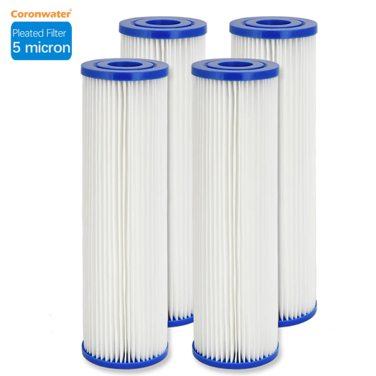 Coronwater Pleated Polyester Filter Cartridge, High Flow Sediment for Water Filter, 2.75 in