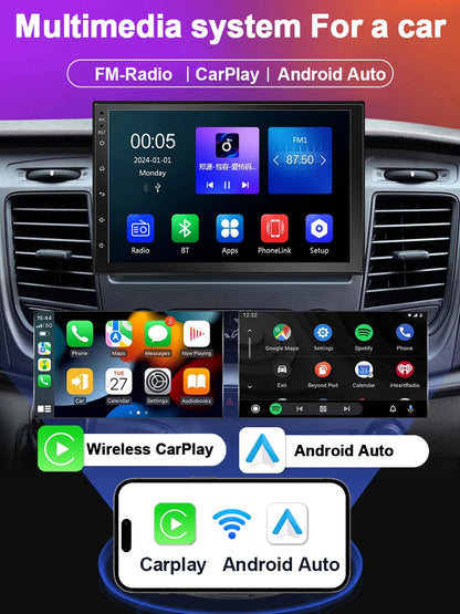 XIMA 7 Inch 2 Din Wireless Carplay Android Auto Car Radio Multimedia Video MP5 Player With BT FM Stereo Autoradio Audio USB TF