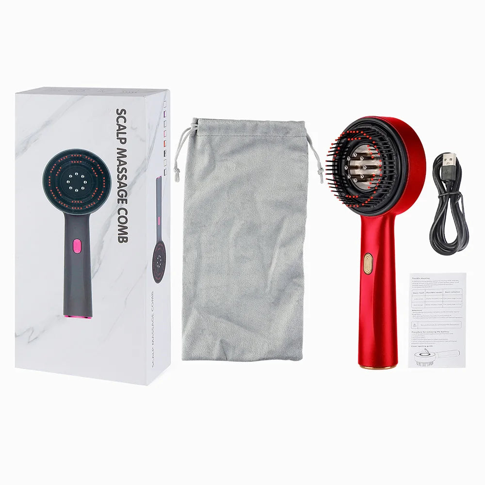 Electric Vibration Massage Comb Red Light Hair Growth Massage Scalp Brush Anti Hair Loss Liquid Oil Applicator Hair Care